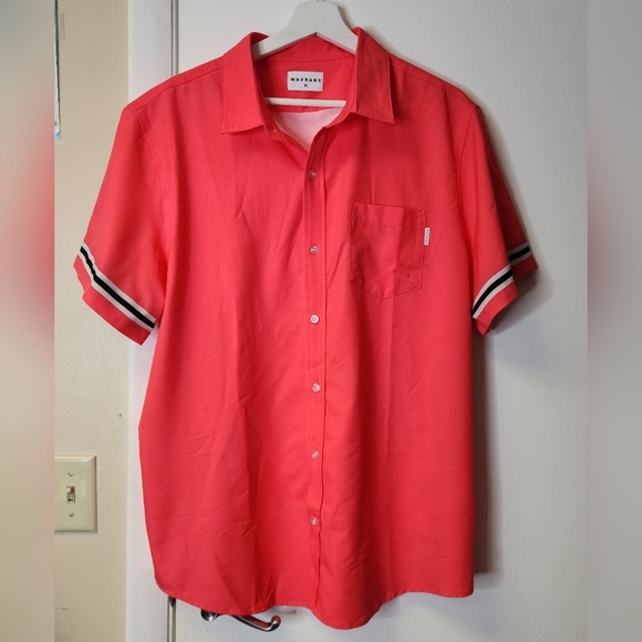 MAVRANS NEON CORAL GAME WEEKEND BUTTOON DOWN SHORT SLEEVE SHIRT SIZE XL - Picture 3 of 13